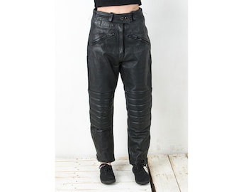 JTS Vintage XS - S Pantalones de cuero para motocicleta para mujer, pantalones negros para motociclista, pantalones cortos acolchados, ropa deportiva de cuero para Moto Racing 3a