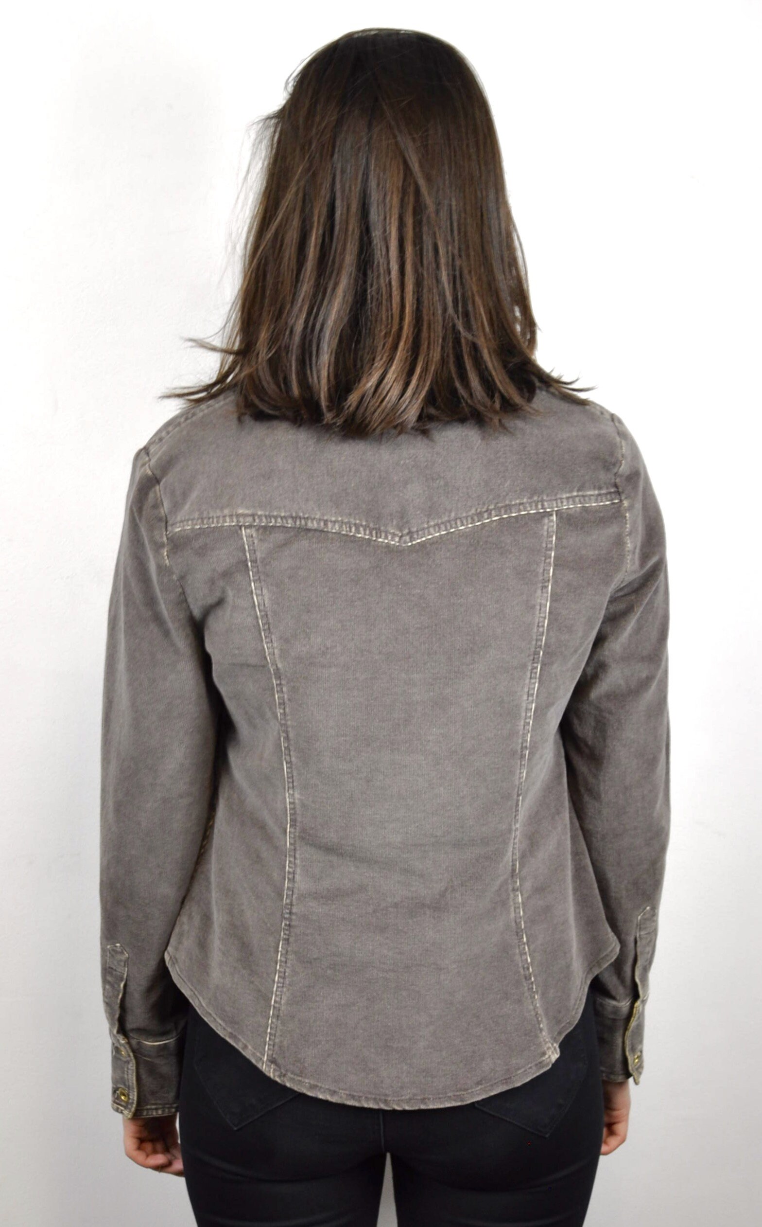 Corduroy Over Shirt Jacket Women's L Grey Brown Vintage Etsy
