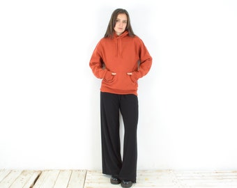 Vintage Russell Athletic Women S Hoodie Pullover Sweater Orange Sweatshirt Uni College Clothing Jumper Hooded Pocket 3n
