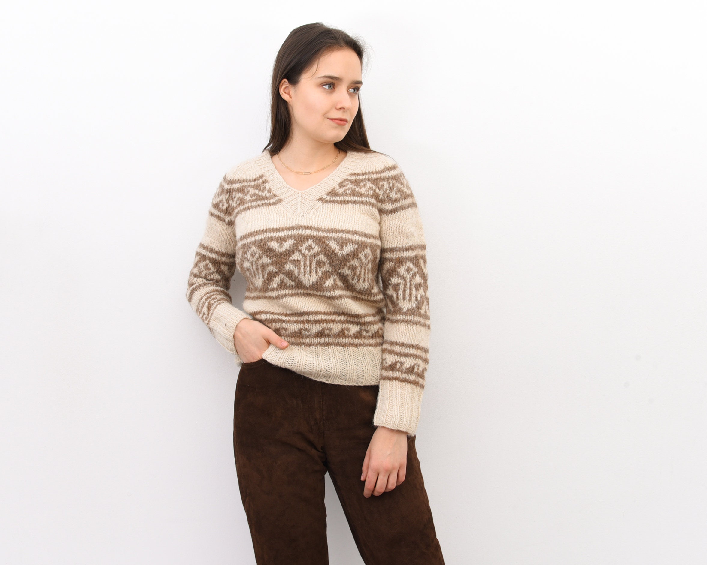 Women's M S Ethnic Handmade Sweater 