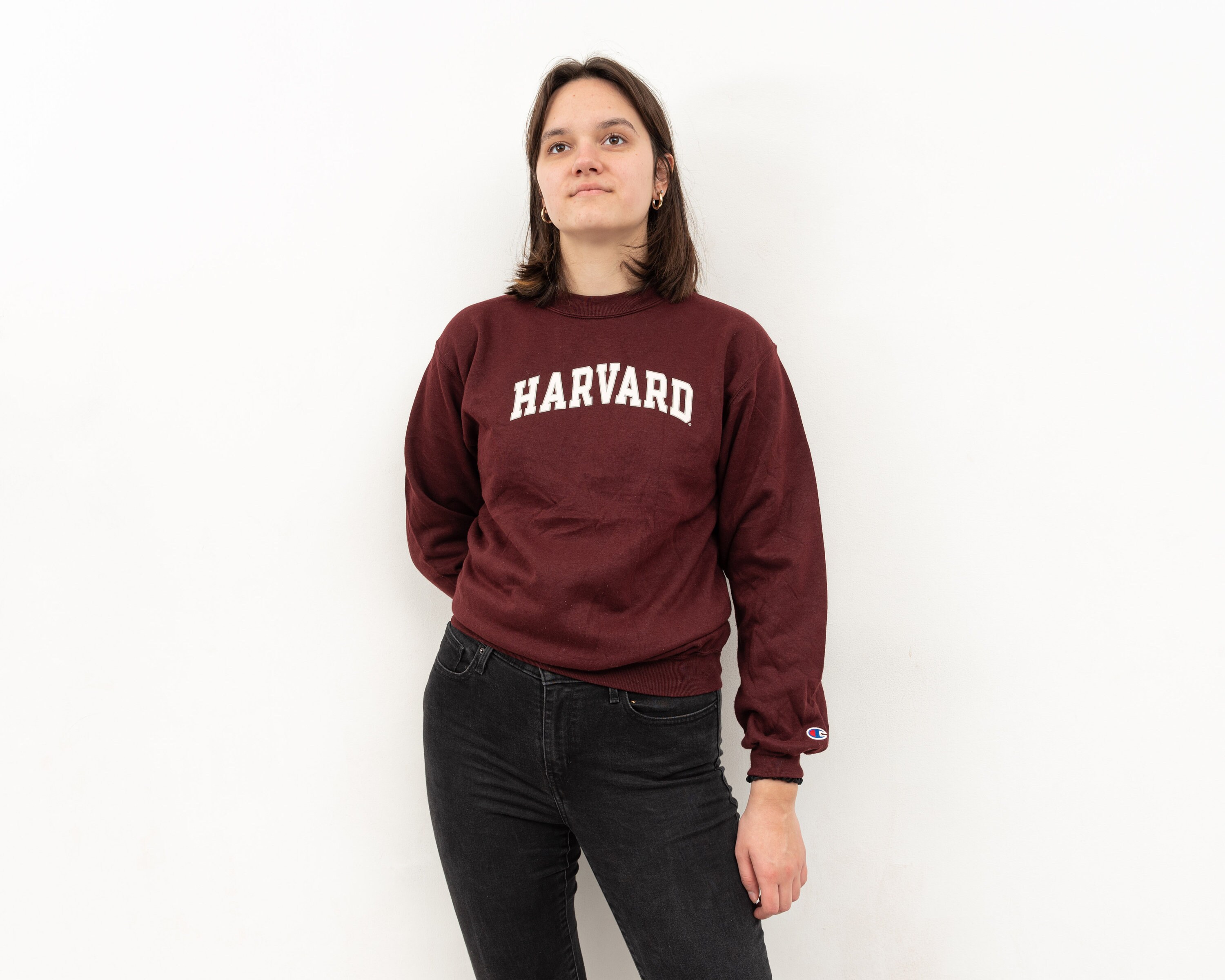 Vintage CHAMPION Womens XL Harvard University Uni Pullover Jumper Sweater Bordeauxrood Collage Merch Retro Crew Neck Logo Trui College 2v Etsy Belgie