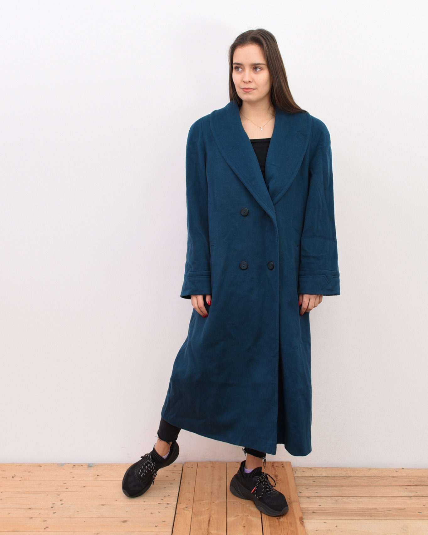 Women's Vintage ALORNA XL/2XL Coat Long Wool Blend Sea | Etsy