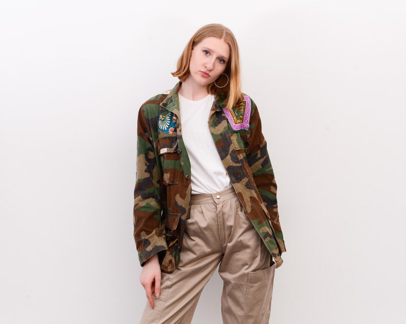 Vintage Women's US Army L Military Patched Rework Woodland - Etsy