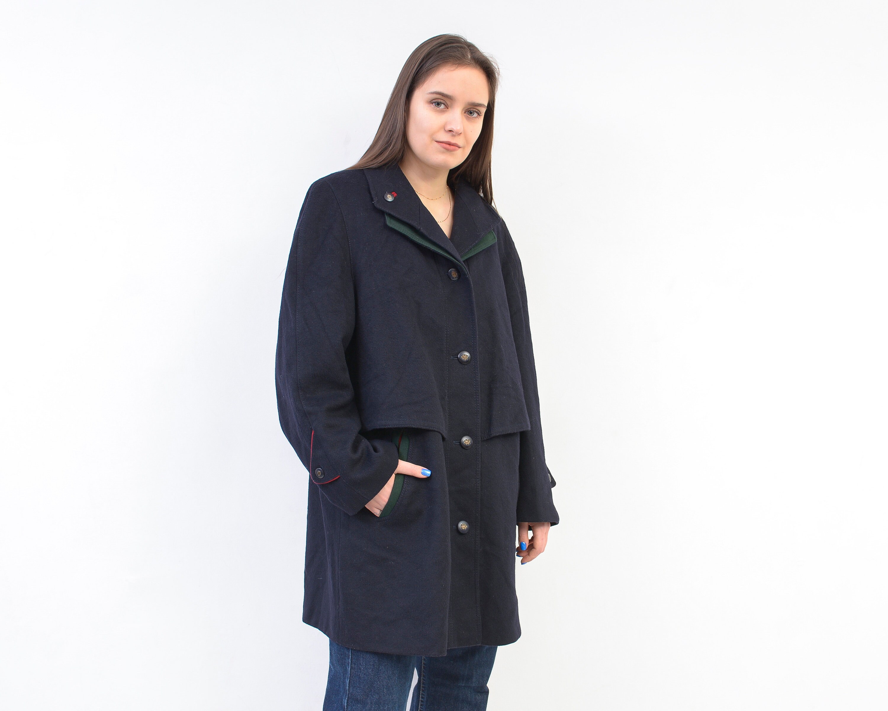 Vintage Original Loden Women L XL Wool Coat, Button up Vintage Original Loden Women L XL Wool Coat, Button up