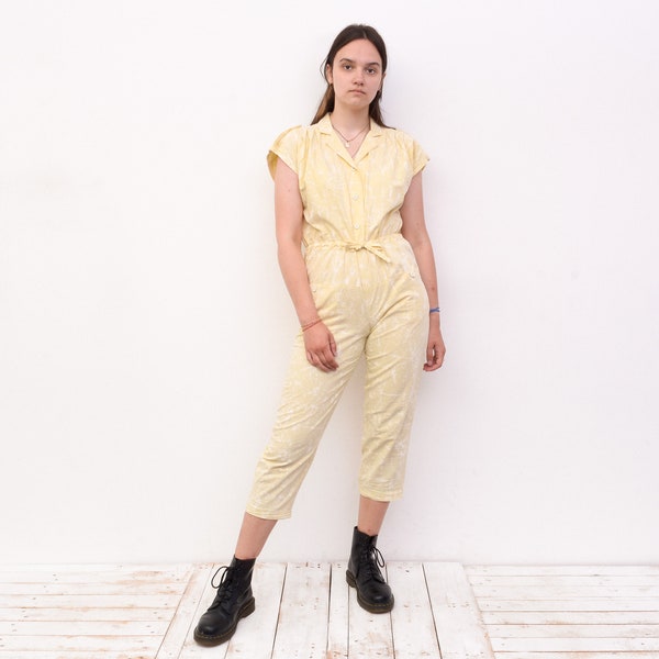short sleeve jumpsuit yellow main image 1