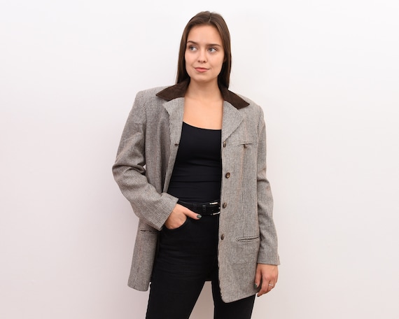 Vintage HUNT CLUB Women s M Tweed Wool Blend Blazer Long Sport