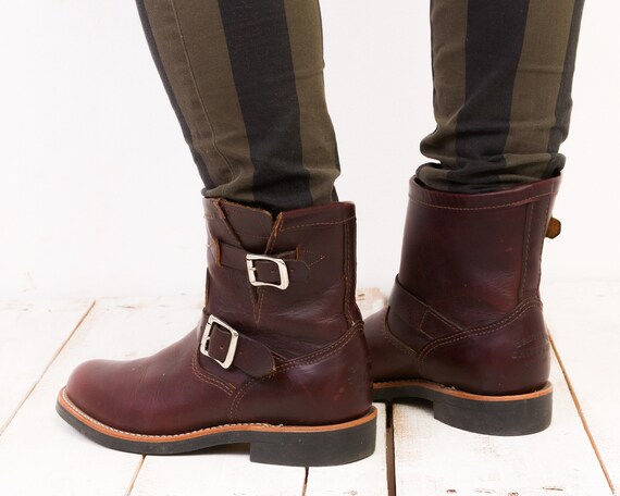 CHIPPEWA RAYNARD Cordovan Handcrafted in USA Womens Eu 39 Eur Leather Uk 7 Biker Boots Us 9 Shoes Vibram Ankle Welder Moto Rugger 4b Etsy Denmark