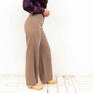 Vintage Womens W30 L30 New Wool Pants Wide Leg Trousers High Waisted size M S, Brown Formal Office Smart Girly Flared Bottoms Zip Fly 3s image 2