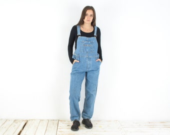 Vintage Women XXL Denim Dungarees Jean Overalls Bib Jumpsuit Romper 80s Carpenter Work Chore 3d