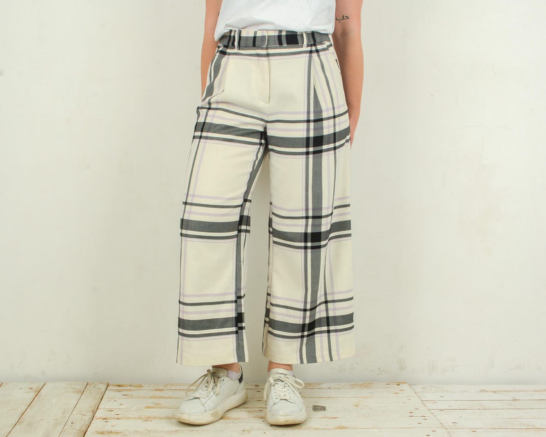 STATEMENT CLOTHING | ﻿WIDE LEG PLAID PANTS WP-101-MAUVE main image 1