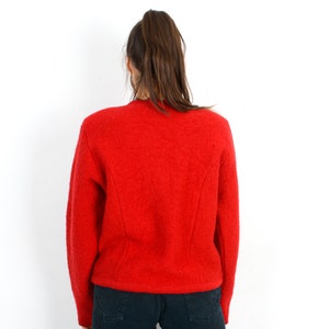 Vintage 80's TALLY HO Womens Petite M Wool Trachten Cardigan Sweater Jacket Jumper Red Button Up Octoberfest Warm Winter, Trachten Jager 3s image 4