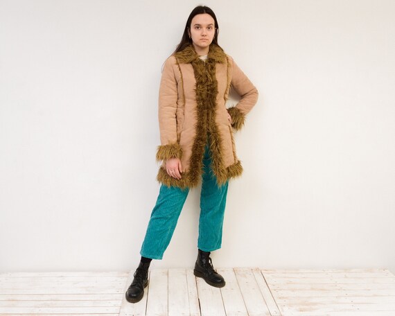 Vintage Y2k Women S M Faux Suede Fur Jacket Coat Uk Faux Suede Fur Jacket Coat, Brown Faux Fur Suede Coat Womens Uk