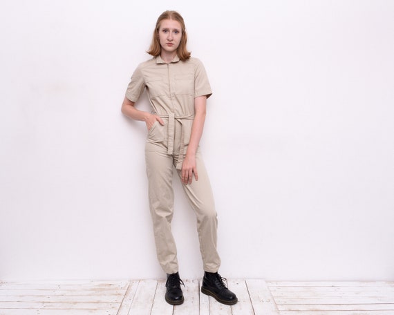 Utility jumpsuit beige sale