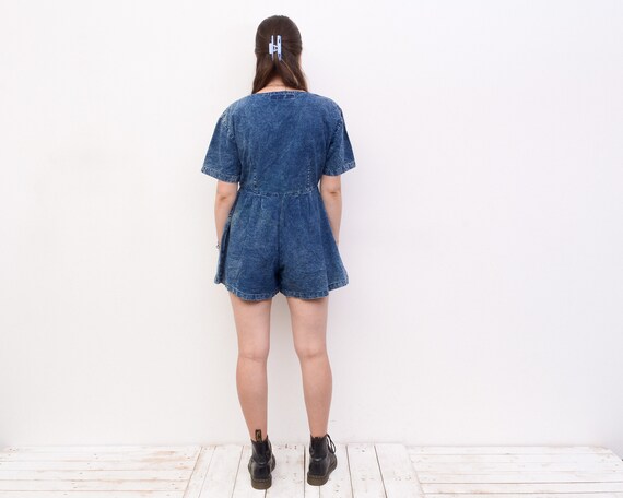 Vintage y2k Women's S M Denim Shorts Romper Shirt… - image 6