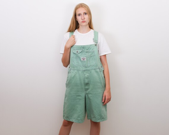Vintage Women's L 90's Denim Mint Green Shorts Ove