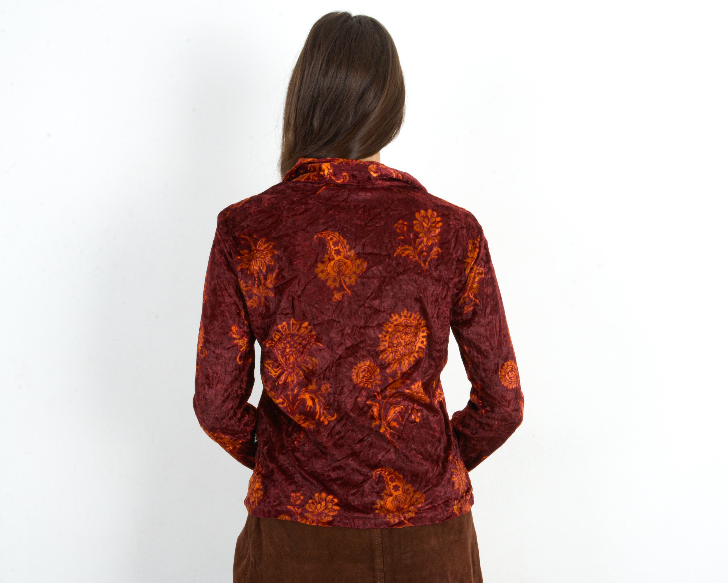 vintage-guess-90-s-women-l-velvet-button-up-maroon-orange-etsy