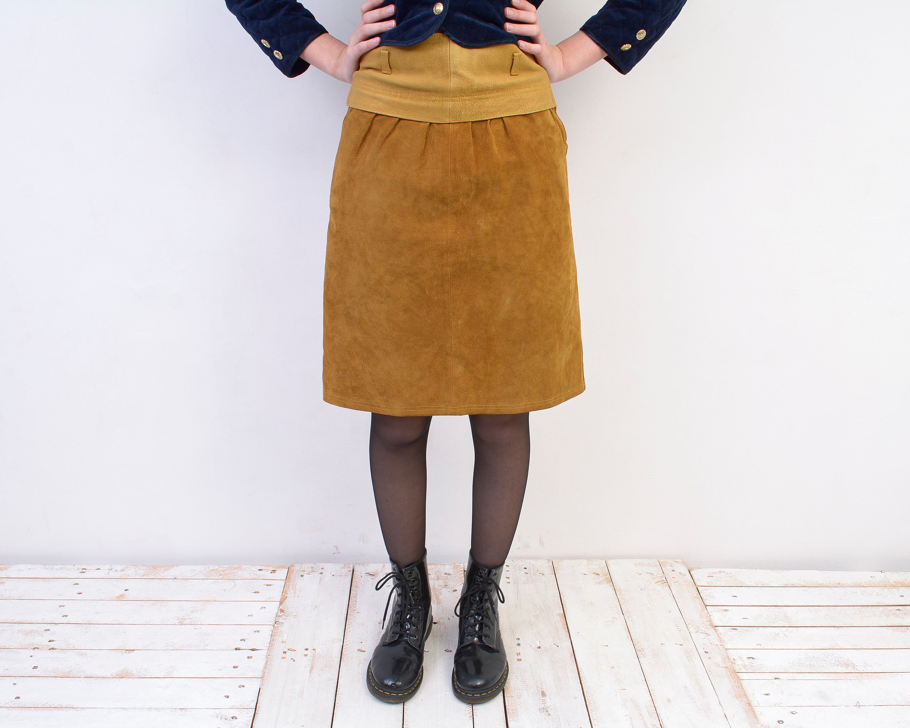 Vintage Claudia Strater Women s 70 s M Suede Leather Midi Skirt
