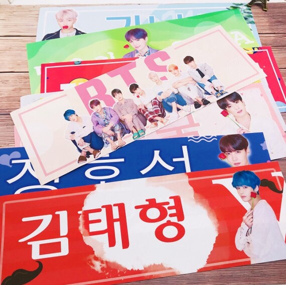 Bts Bt21 Banner Slogan Banner Kpop Bts Hand Held Banner Bts Etsy