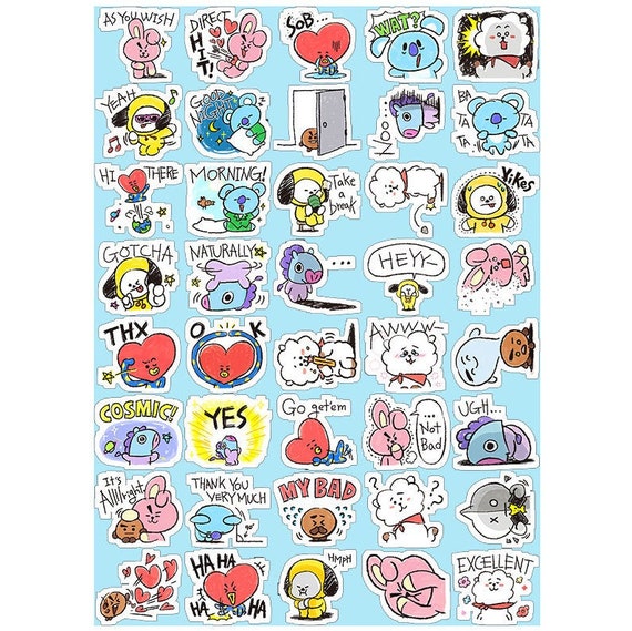 Bts Sticker Bt21 Sticker Kpop Bts Bts Stickers Waterproof Etsy