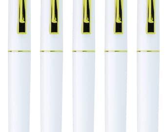 Classic BIC Clic Pen, White Body, Gold Trim, Black Ink (5 or 10 Pens)