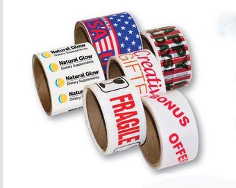 Custom Printed Packing Tape – 36 Rolls, 2" x 55 Yards – Logo/Info Carton Sealer