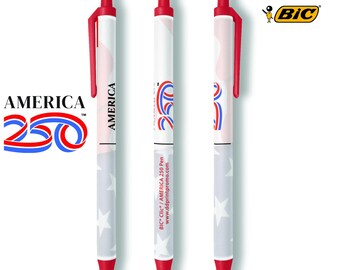 3 BIC® Clic Stic Pens with the America 250 official logo