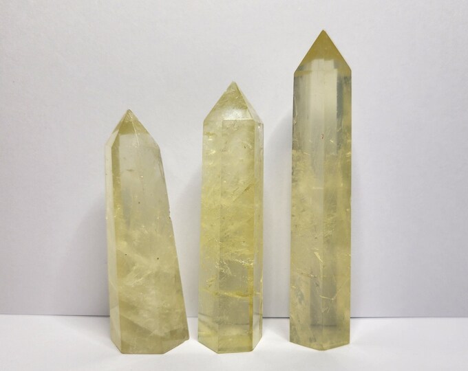 Citrine, heated Amethyst with warm, golden color. Known for its activating energy and often used in intention-oriented work