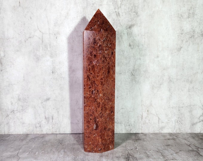 Red Lepidolite Tower: Shiny, rich in mica. Promotes calmness, self-love and balance. A powerful crystal for transformation.