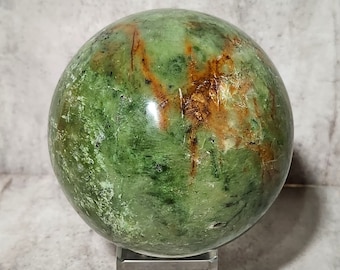 Green Verdite ball with warm veins and silky sheen ~ calming, connected to the earth and full of ancient African wisdom.