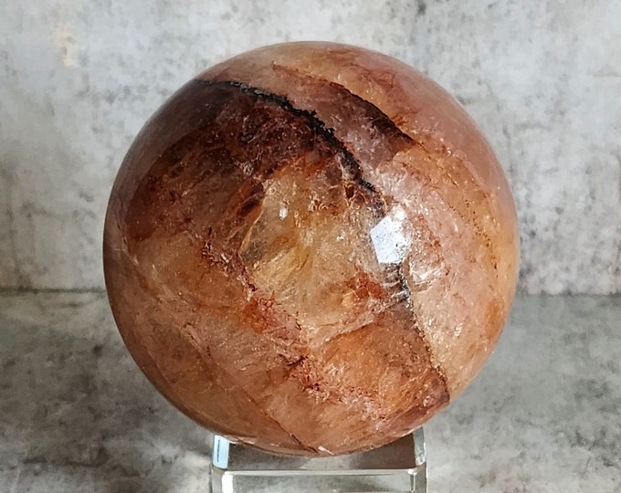 Fire Quartz Ball, Red Hematoid Ball Crystal Ball, Natural Gemstone