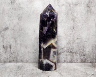 Chevron Amethyst: Unleashes intuition, stimulates spiritual growth. Promotes clear thinking, emotional balance. Provides dynamic energy.