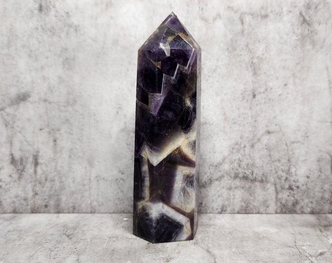 Chevron Amethyst: Unleashes intuition, stimulates spiritual growth. Promotes clear thinking, emotional balance. Provides dynamic energy.