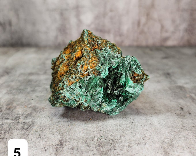Raw Malachite with deep colours. Works protectively, transformative and brings emotional balance. Uniquely shaped and visually powerful.