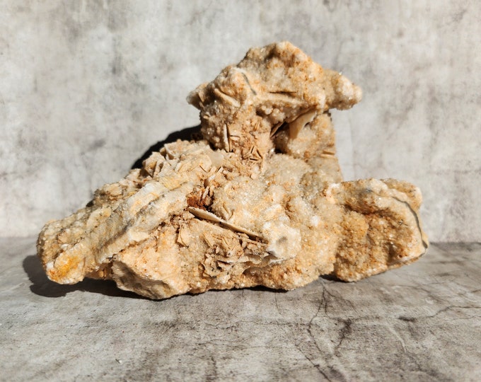 Rare combination of Desert Rose & Quartz. Brings peace and clarity. Ideal for meditation or energetic support at home.