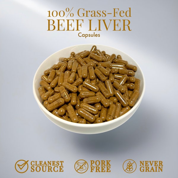Premium Beef Liver Capsules - 100% Grass Fed, No Grain - Nutrient Rich Supplement - Non GMO, No Hormones, No Fillers, Pasture-Raised