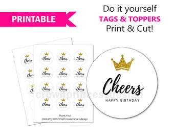 Cupcake Toppers afdrukbaar voor 30e, 40e, 50e gouden verjaardag