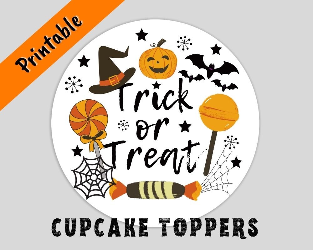 Happy Halloween Cute Cupcake Toppers Printable Halloween | Etsy