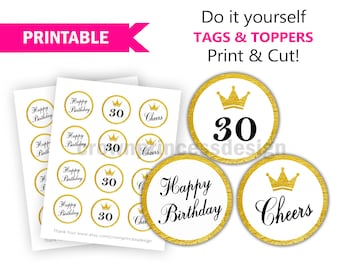30e afdrukbare cupcake toppers