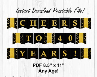 Proost op 40 jaar afdrukbare banner