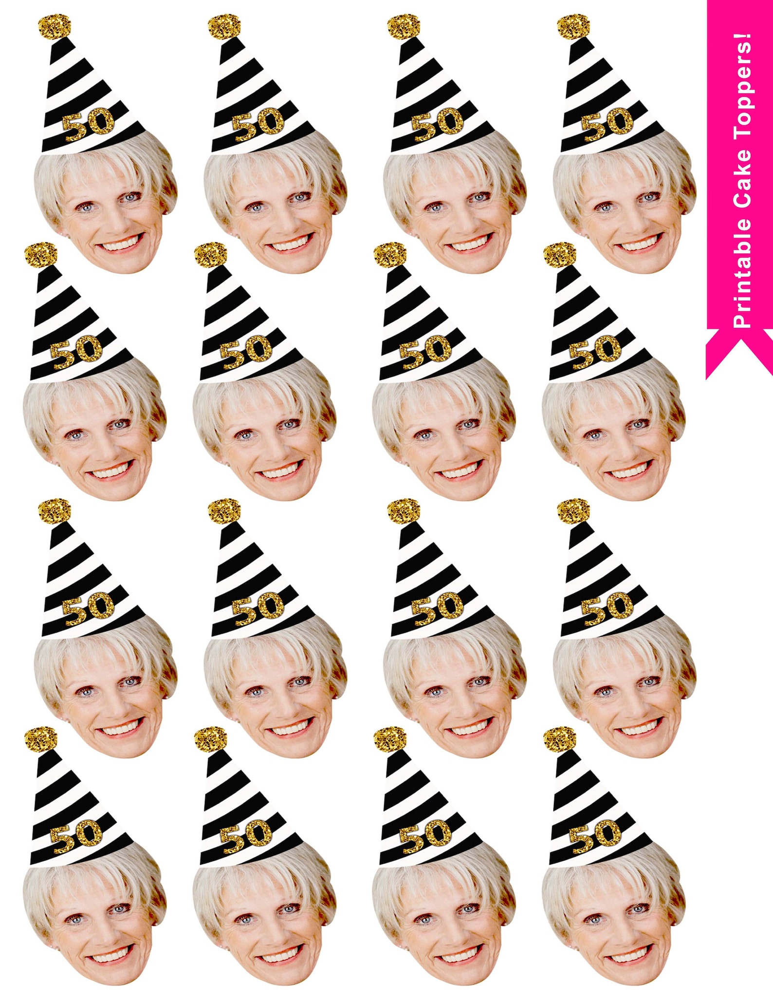 50th 60th Printable Toppers - Etsy
