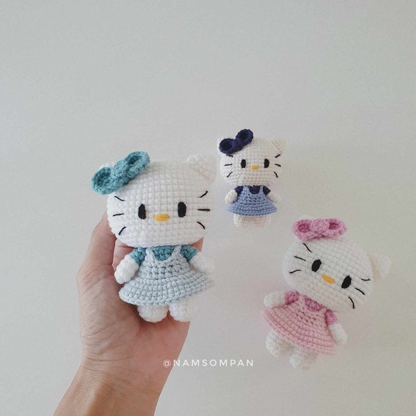 PDF Häkelanleitung Amigurumi | Weiße Katze Katze kawaii Muster digitaler Download in Englisch | Süße Häkelanleitung