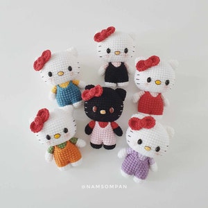PDF Pattern-Crochet Amigurumi | White kitty Cat Overalls Pattern Digital Download in English | Cute Crochet Pattern