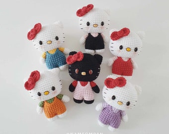 PDF Pattern-Crochet Amigurumi | White kitty Cat Overalls Pattern Digital Download in English | Cute Crochet Pattern