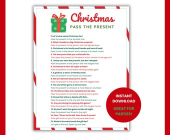 Pass the Gift Game, Christmas Pass the Present, Pass the Gift Card Game, Christmas Party Game, Christmas Games