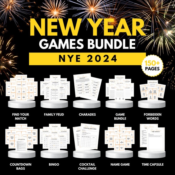 NYE Games, New Year's Eve Games for Families, Printable Games, Party Games, 2024 New Year's Eve Games, Adult Party Games, Drinking Games