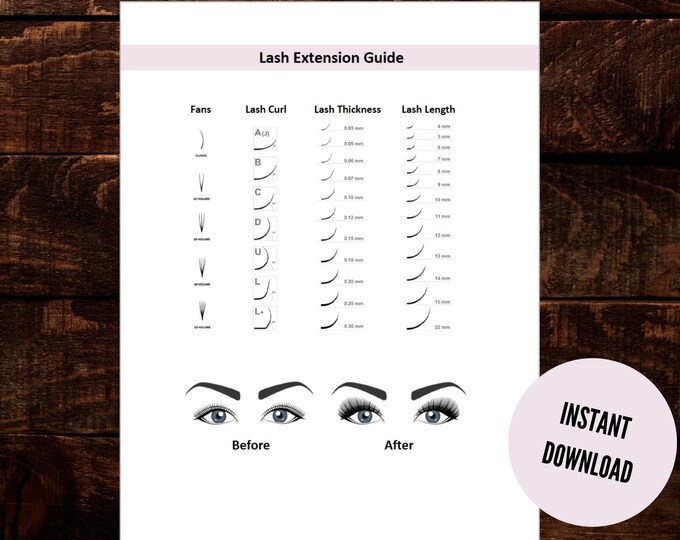 Lash Extensions Guide, Printable Eyelash Extensions Technician Guide ...