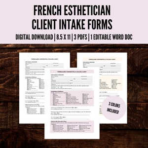 Formule d&#39;admission des Kunden esthéticiennes, Modèle Fiche Klient