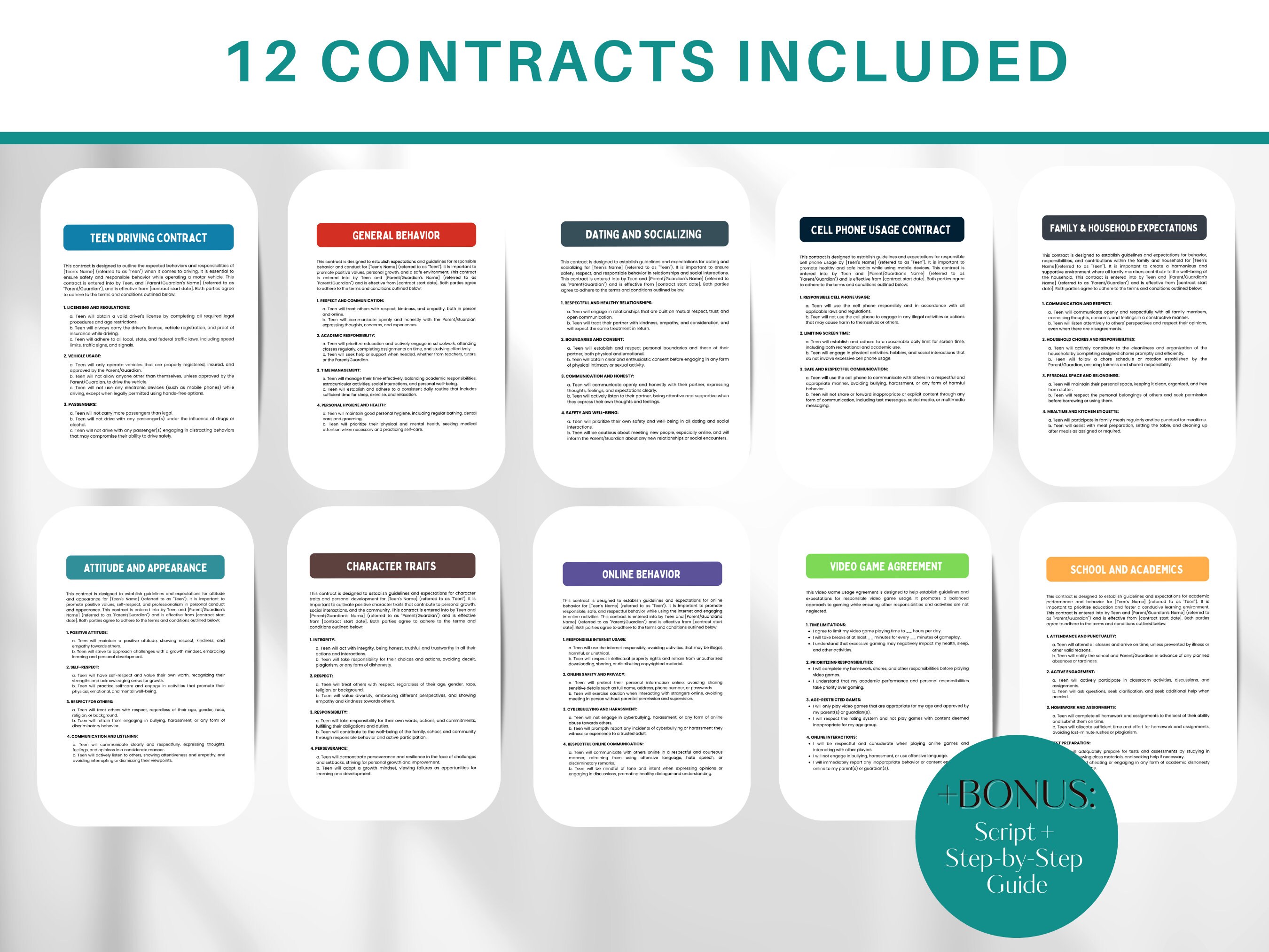 Editable Behavior Contract Templates: Teens & Students (canva) - Etsy
