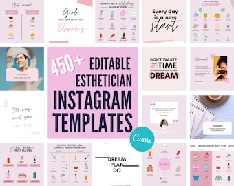 Editable Skincare Instagram Templates for Estheticians (Canva)
