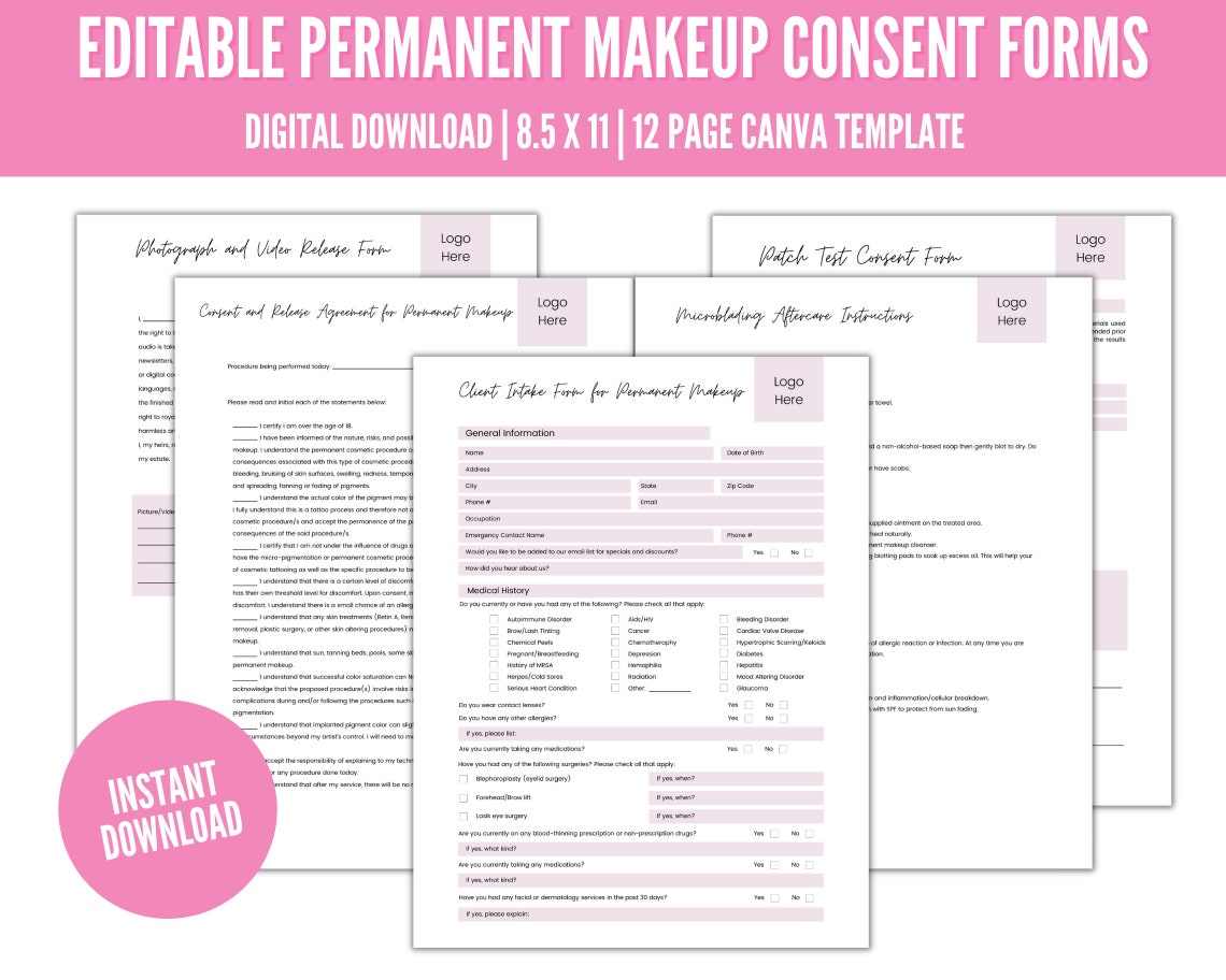 PMU Consent Form Microblading Consent Form Template Etsy